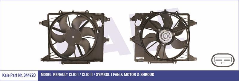 344720 KALE OTO RADYATÖR FAN MOTORU DAVLUMBAZLI KLİMALİ ( RENAULT THALİA I SYMBOL II TRAFIC II KANGOO 97 = / MEGANE I SCENİC I 99-03