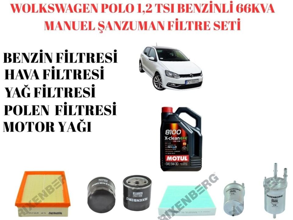 WOLKSWAGEN POLO 1,2 TSI BENZİNLİ 66KVA MANUEL ŞANZUMAN FİLTRE SETİ