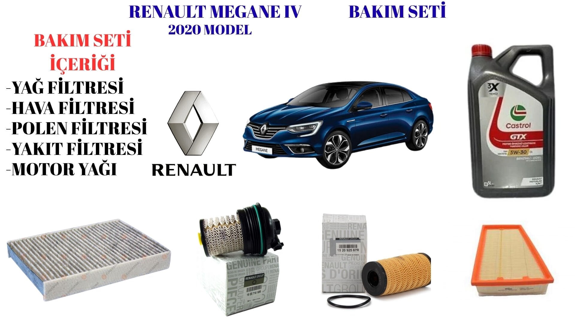 RENAULT MEGANE 4 1.3 1.5 Blue DCİ 115 HP MOTOR YAĞ BAKIM SETİ