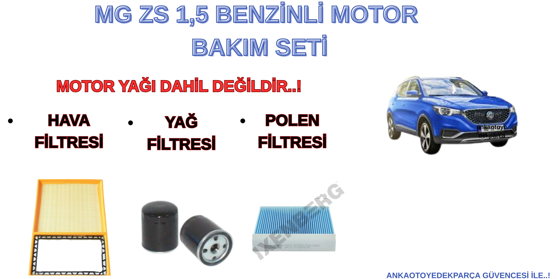BAKIM SETİ MG ZS 1,5T -  ( GDI 2022> ) BENZİNLİ MOTOR BAKIM SETİ