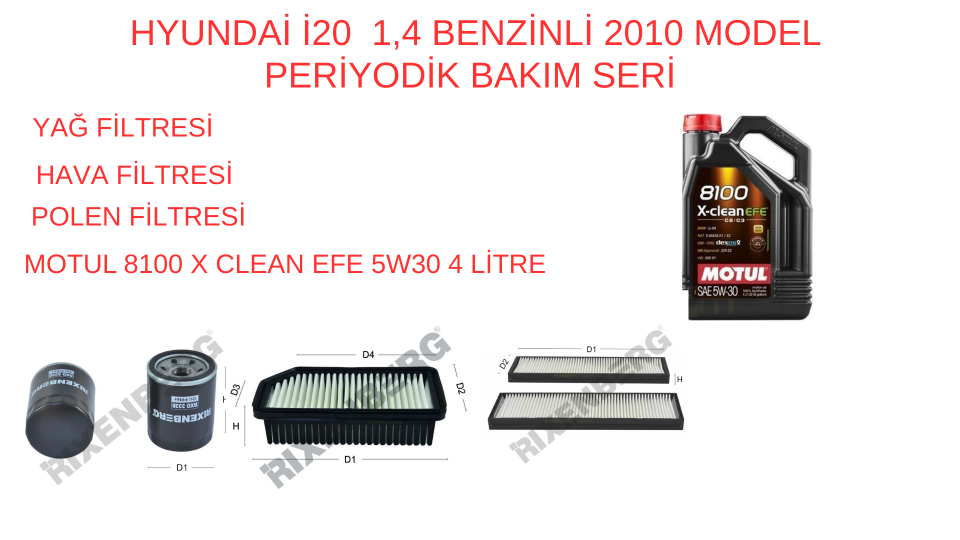 HYUNDAİ İ20 1,4 BENZİNLİ  2010 MODEL ARAÇLAR İÇİN BAKIM SETİ